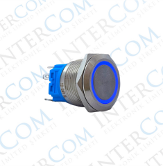 E71 22MM METAL BUTON YAYLI 12-24V MAVİ LED 1NO/1NC
