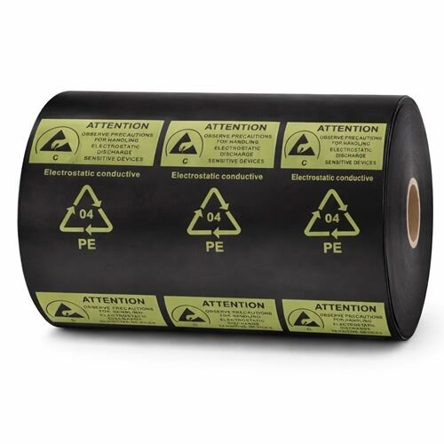 ESD İletken Siyah Rulo Hortum Poşet 400mmx500m
