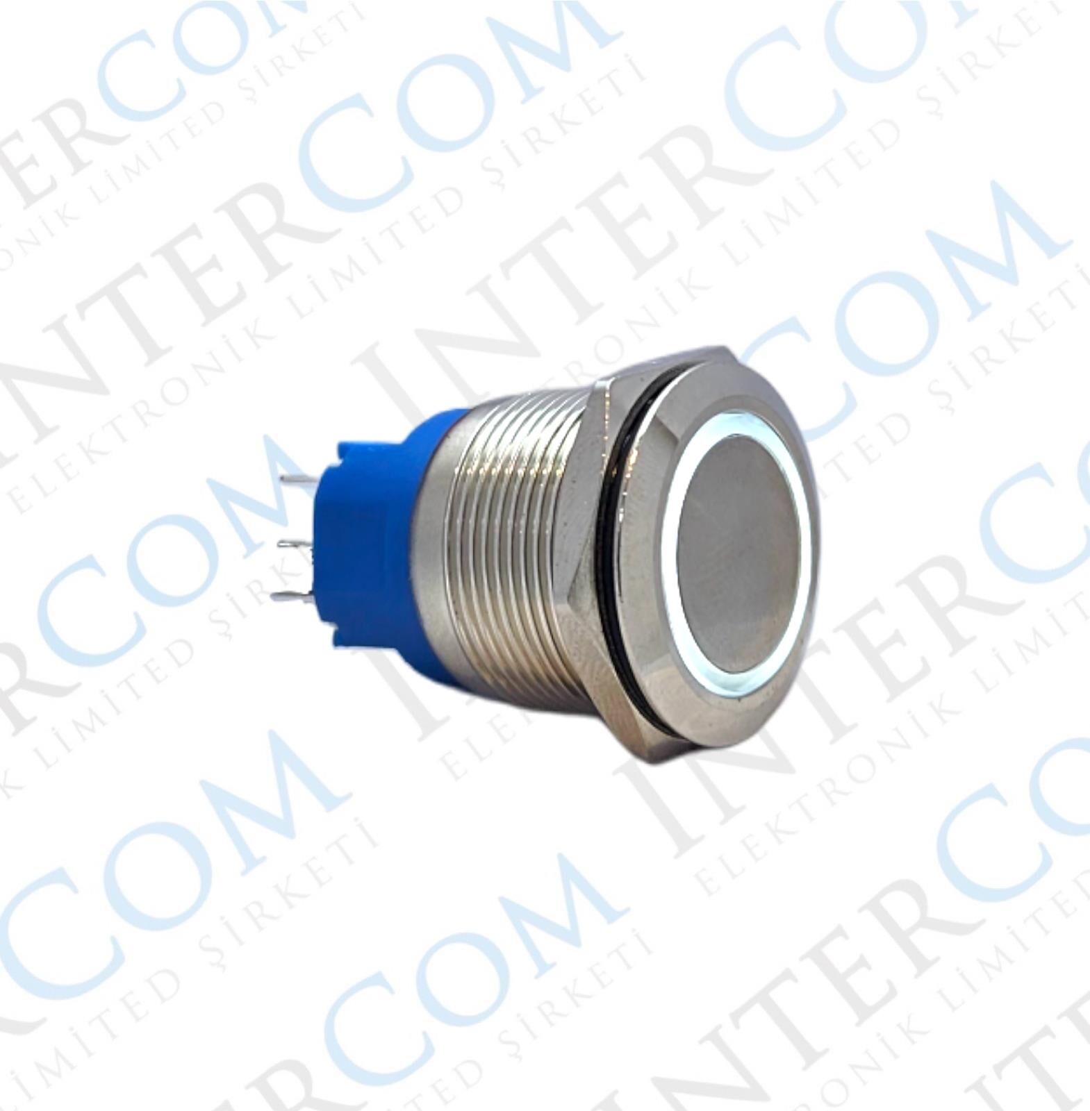 E87 22MM METAL BUTON YAYLI 12-24V BEYAZ LED 1NO/1NC