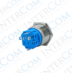 E74 22MM METAL BUTON KALICILI 12-24V MAVİ LED 1NO/1NC