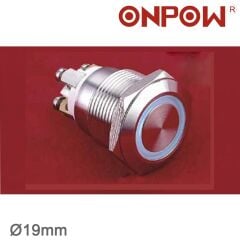 19mm Metal Led'li Buton Yaylı IP67