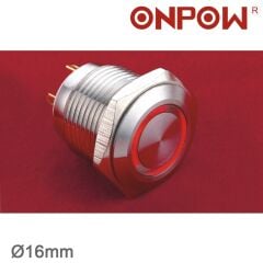 GQ16F-10E 16mm Metal Led'li Yaylı IP65