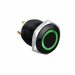 GQ16F-10E-A 16mm Metal Led'li Yaylı Buton Siyah IP65