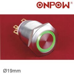 LAS1-GQ-11E 19mm Metal Led'li Buton Yaylı IP67