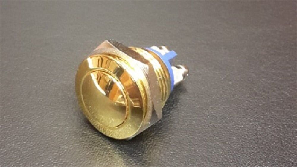 NO60 GQ16B-10-G 16mm Metal Yaylı Buton Altın Rengi IP65 Bombeli