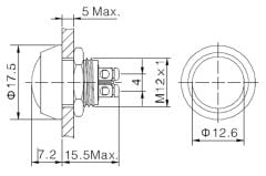 NO81 GQ12B-10-N 12mm Metal Yaylı Buton IP65