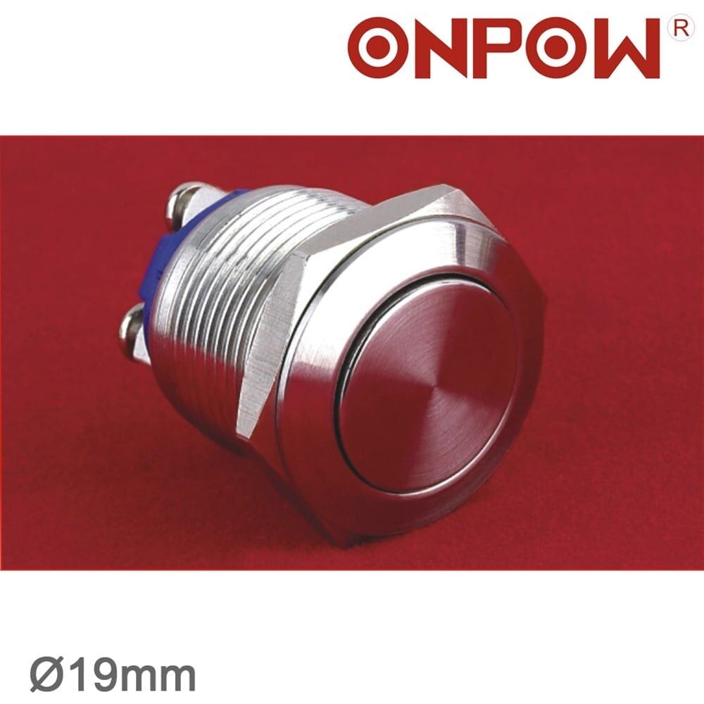 NO98 GQ19F-10-N 19mm Metal Buton Yaylı Düz IP65