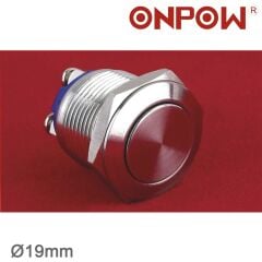 NO98 GQ19F-10-N 19mm Metal Buton Yaylı Düz IP65