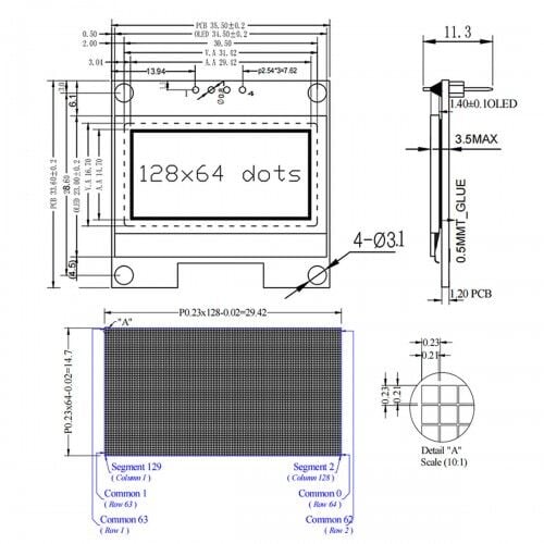 1.3 IIC Oled Lcd Beyaz
