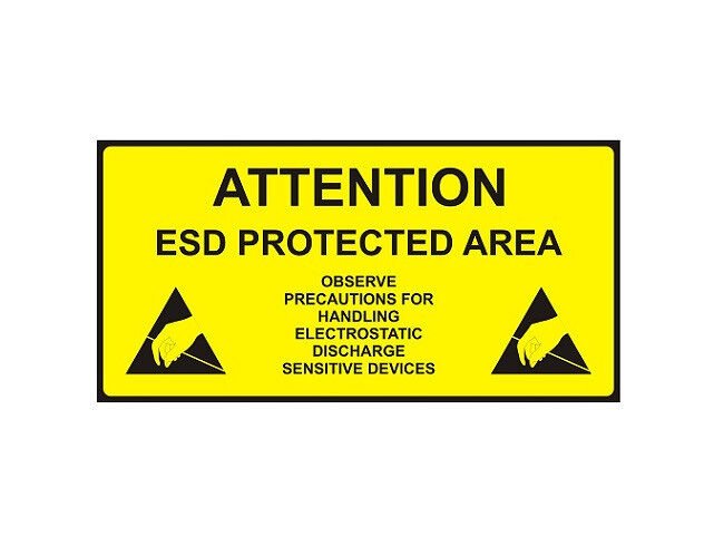 Antistatik ESD Koruma Alanı Tabelası 15x30cm İngilizce