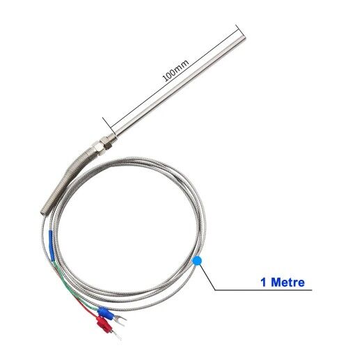K Tip Thermocouple 100mm M8 Prob 1 Metre Kablo