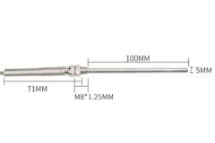 K Tip Thermocouple 100mm M8 Prob 1 Metre Kablo