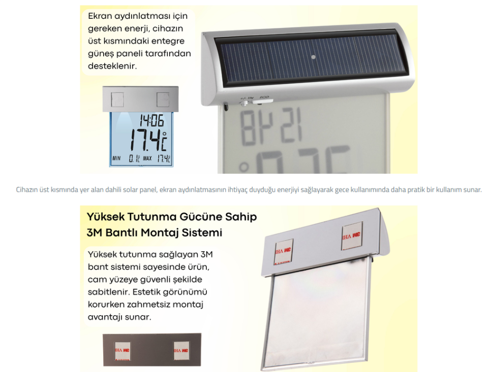 TFA 30.1035 Vision Solar Işıklı Dış Pencere Termometresi