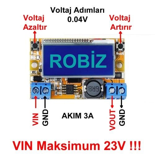 3A Ayarlanabilir Ekranlı Güç Kaynağı