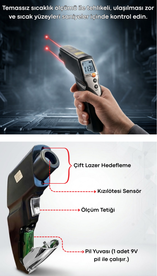 Testo 830-T4 Çift Lazerli Kızılötesi Termometre