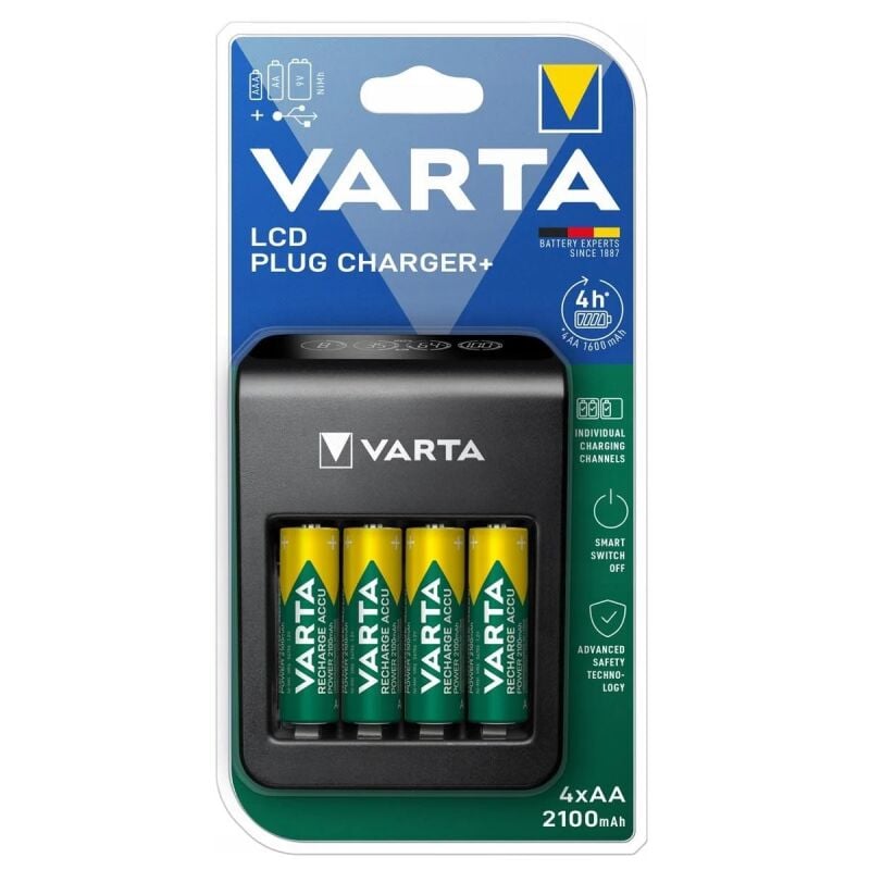 Varta LCD Plug Charger + 4 X 2100mAh AA