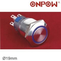 LAS1-AGQ-11ZE 19mm Metal Led'li Buton Anahtarlı IP67