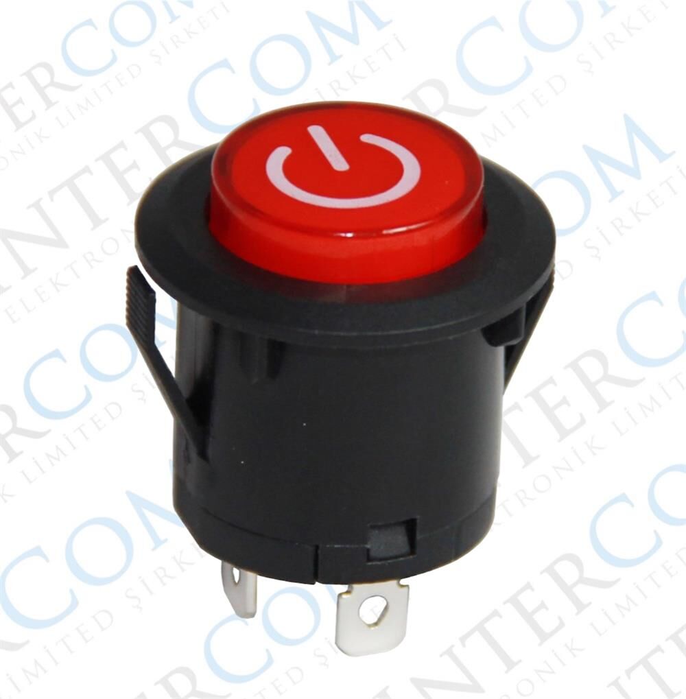 IC-180F 26mm Kalıcı Ledli Rocker Buton 'power' Simgeli