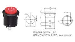 IC-180E 26mm Yaylı Rocker Buton Işıksız 'power' Simgeli