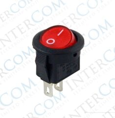 IC-134E Mini Yuvarlak Anahtar Kırmızı Işıksız ON-OFF 2P