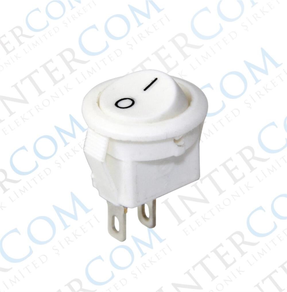 IC-134E Mini Yuvarlak Anahtar Beyaz ON-OFF 2P