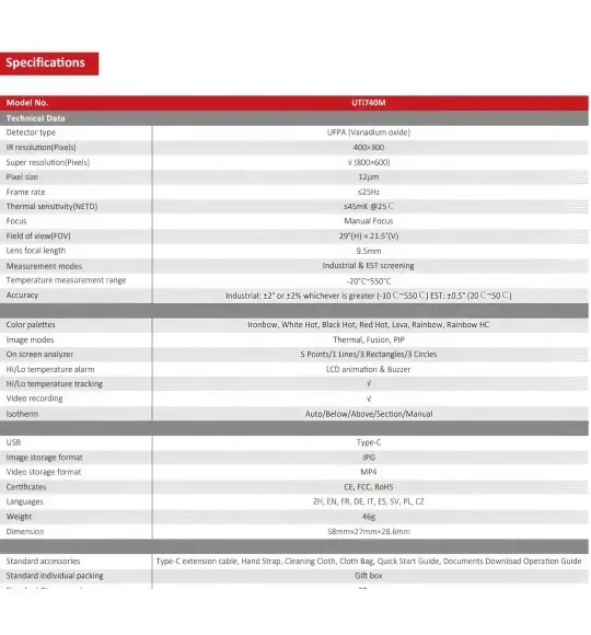 Unit UTi740M Android için Akıllı Telefon Termal Kamera