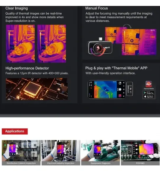 Unit UTi740MS Akıllı Telefon için Termal Kamera