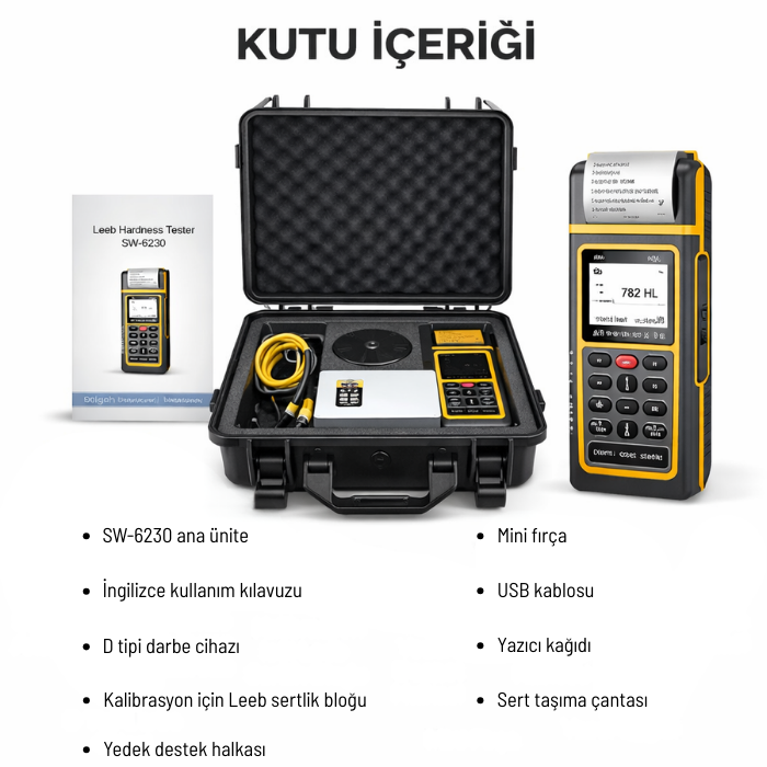 Sndway SW-6230 Entegre Yazıcılı Taşınabilir Leeb Sertlik Ölçer