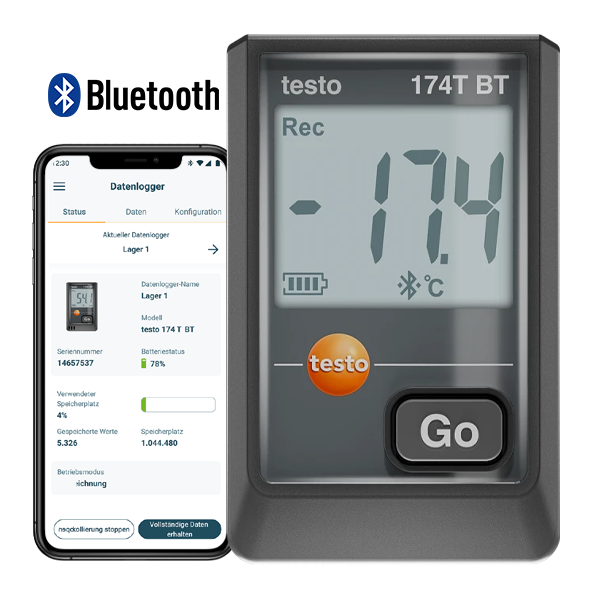 Testo 174T BT Akıllı Sıcaklık Kayıt Datalogger Cihazı | Siyah