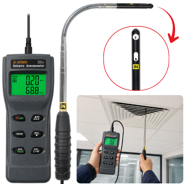 AZ 8953 Hot Wire Anemometre | Bükülebilir Teleskopik Prob