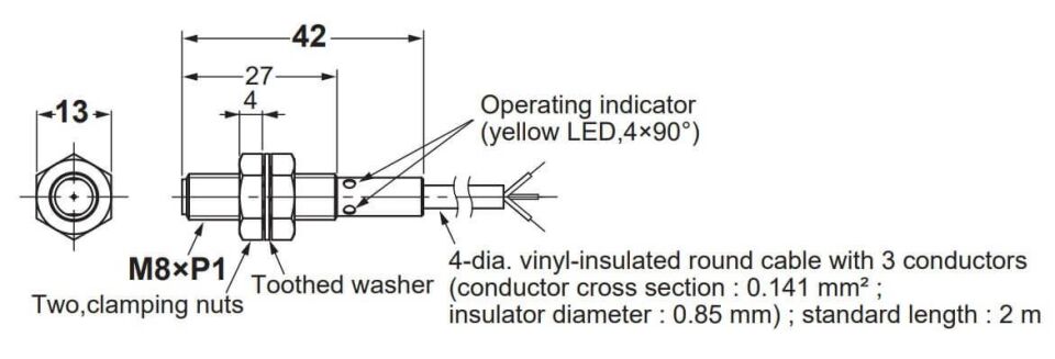Omron E2B-S08KS02-WP-B2 2mm Algılama Endüktif Sensör 2m