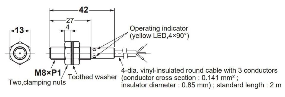 Omron E2B-S08KS02-WP-B1-2M M8 PNP/NO 2M Kablolu Endüktif Sensör