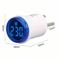AC 220V Voltmetre Yuvarlak Mavi EU Plug