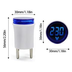 AC 220V Voltmetre Yuvarlak Mavi EU Plug
