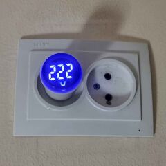 AC 220V Voltmetre Yuvarlak Mavi EU Plug