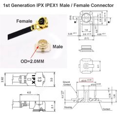 Ipex1 Erkek to Ipex1 Dişi 15cm Kablo