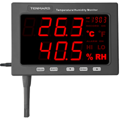 Tenmars TM-185D Işıklı Göstergeli Sıcaklık Nem Ölçer | Kayıt Yapabilir