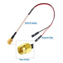 RG316 Sma Erkek to 30cm Dupont Dişi Kablo