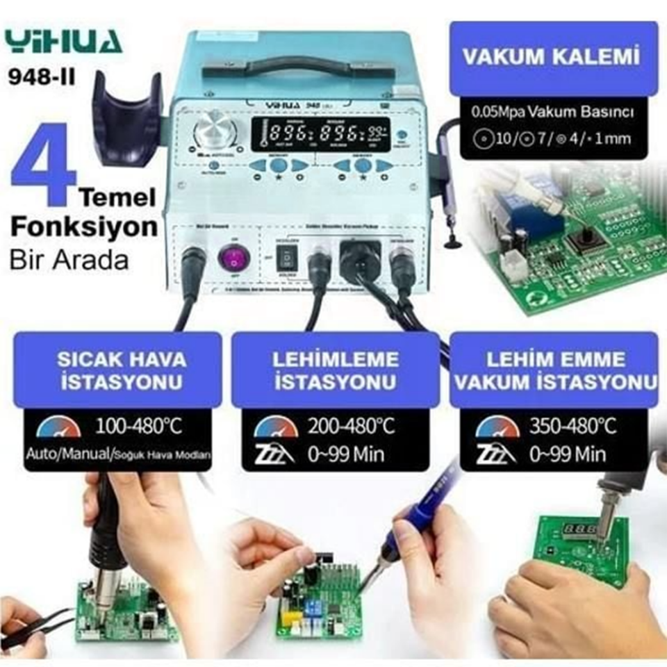 Yihua 948-II 4in1 Sıcak Hava Rework istasyonu