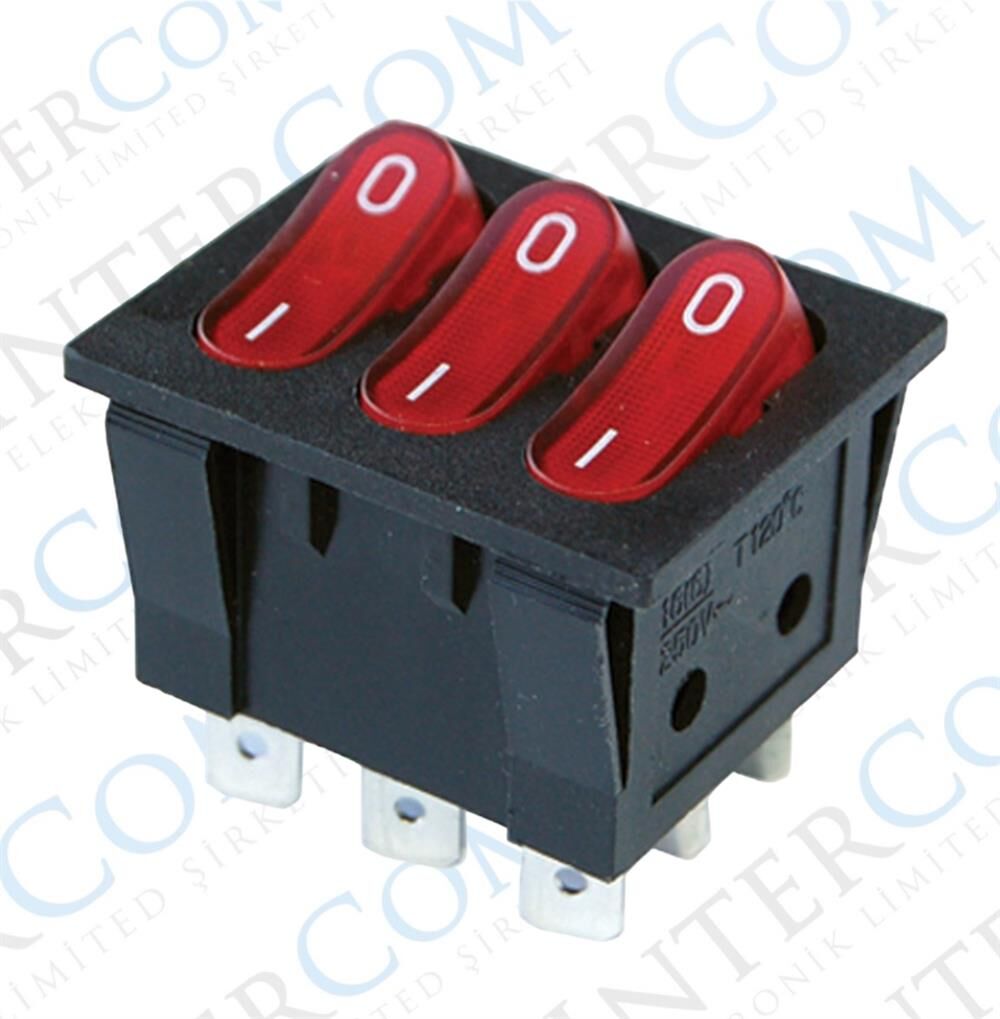 IC-135 Üçlü Işıklı Anahtar ON-OFF 9P