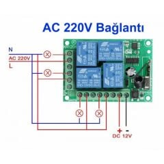 433MHz 4 Kanal Röle 12V KR1204