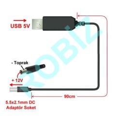 5V to 12V Kablolu Voltaj Yükseltici
