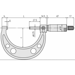 Mitutoyo 103-137 Dış Çap Mikrometre Hafif ve Atölye Tipi  0-25 mm