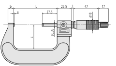 Mitutoyo 193-101 Numaratörlü Dış Çap Mikrometresi 0-25/0.01mm
