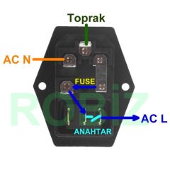 220V Power Soketi Erkek Anahtarlı