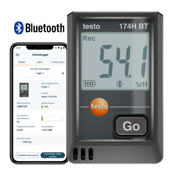 Testo 174H BT Akıllı Sıcaklık ve Nem Kayıt Datalogger Cihazı | Siyah