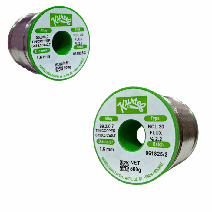 Kurtel Sn99.3 / Cu 0.7 Kurşunsuz (NoClean) Lehim Teli 1.6mm - 500gr