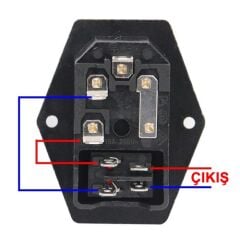 Kablolu 220V Power Soketi Erkek Anahtarlı