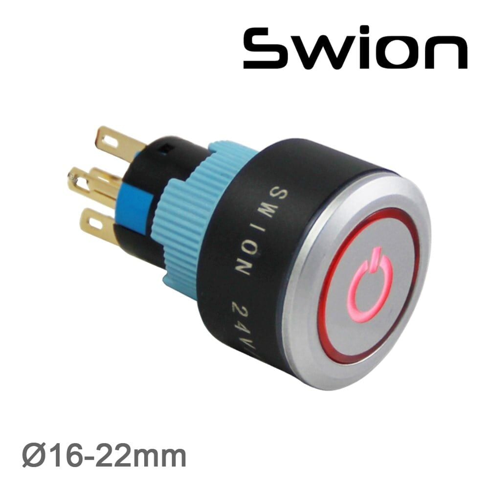SWY-11T 22mm LEDLİ Plastik Yaylı Buton 1NO/1NC 5P (simge)