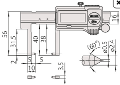 Mitutoyo 573-654-20 Dijital ABS Boyun Uçlu Çeneli Kumpas 0-150 mm